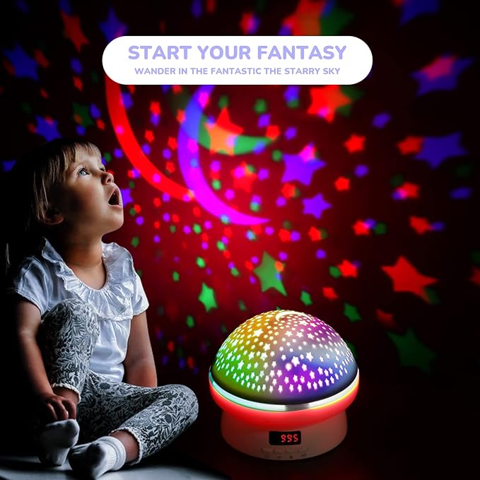 Remote Control and Timer Design Starry Sky Rotating Star Projector Night Light,16 Colorful Projector Light Dimmable LED Bedside Lamp,Kids Room Decor (Blue)