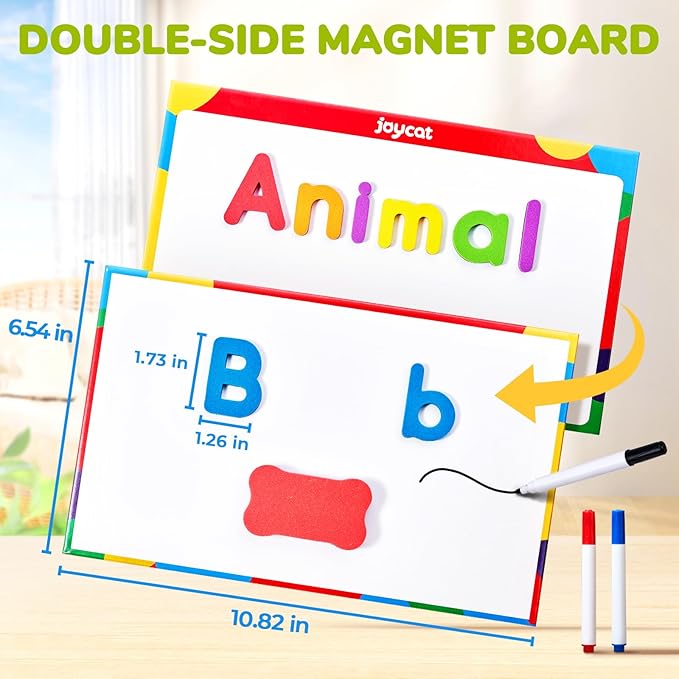 Gamenote Classroom Magnetic Alphabet Letters Kit 178Pcs with Double Side Magnet Board - Foam Alphabet Letters for Preschool Kids Toddler Spelling and Learning Colorful ABC Education Fridge Magnets