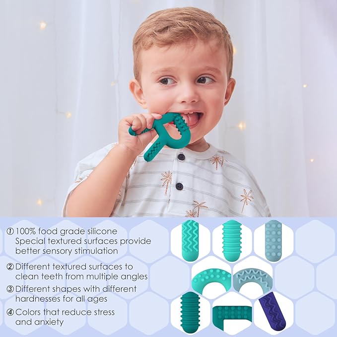 ERKOON Sensory Chew Toys for Autistic Children, 4 Pack Silicone Chewy Tube Oral Motor Tools for Sensory Kids with Autism, Biting, ADHD, SPD, Chewies with Special Needs, Teething Sticks Toys