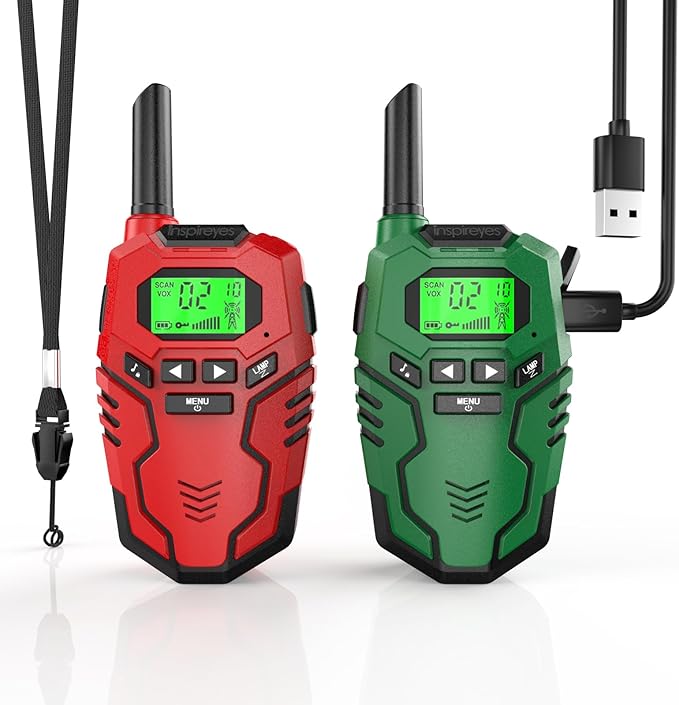 Walkie Talkies for Kids Rechargeable, Long Range 2 Way Radio, Outdoor Camping Games Toy Birthday Xmas Gift for Boys Age 7-12, 2 Pack