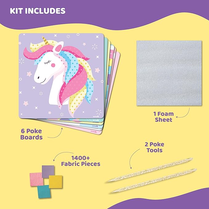 jackinthebox Poke Poke Art – Magical Theme, Mess-Free Fabric Art and Craft, Flower Pressing Kits, Gift for Kids, Girl Gifts, DIY Activity Boy Gift, Toys for Girls and Boys Ages 4 5 6 7 8