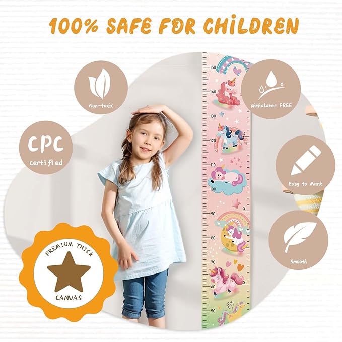 Personalize Name Growth Chart for Kids, Unicorn Kids Growth & Measuring Chart, Growth Chart for Wall, Height Measure Wall Chart Bedroom Nursery Wall Decoration,Playroom Essentials