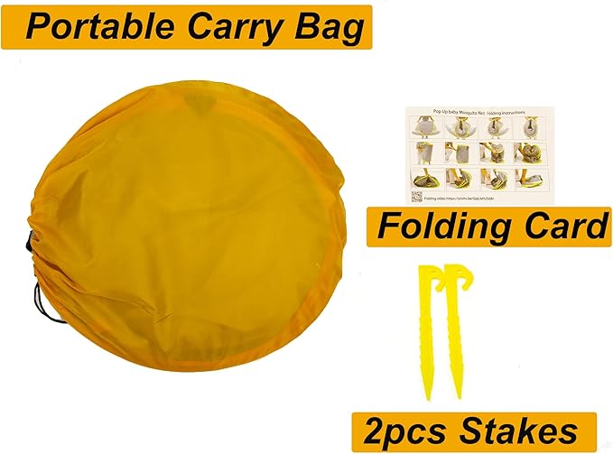 Poray Portable Baby Beach Tent with UPF 50+ Sun Shelter,Mosquito Net and Sunshade, Ideal Pop Up Kids Travel Tent with Carry Bag & 2 Stakes,Outdoor Indoor Play and Sun Protection