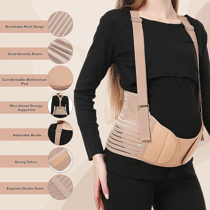 Belly Bands For Pregnant Women - Maternity Belt Pregnancy Support - Breathable Abdominal Binder, Back Support, Multiple Sizes And Colors For All Stages Of Pregnancy & Postpartum