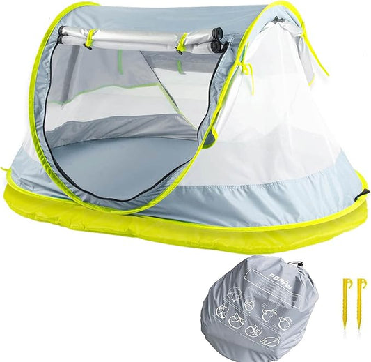 Poray Portable Baby Beach Tent with UPF 50+ Sun Shelter,Mosquito Net and Sunshade, Ideal Pop Up Kids Travel Tent with Carry Bag & 2 Stakes,Outdoor Indoor Play and Sun Protection