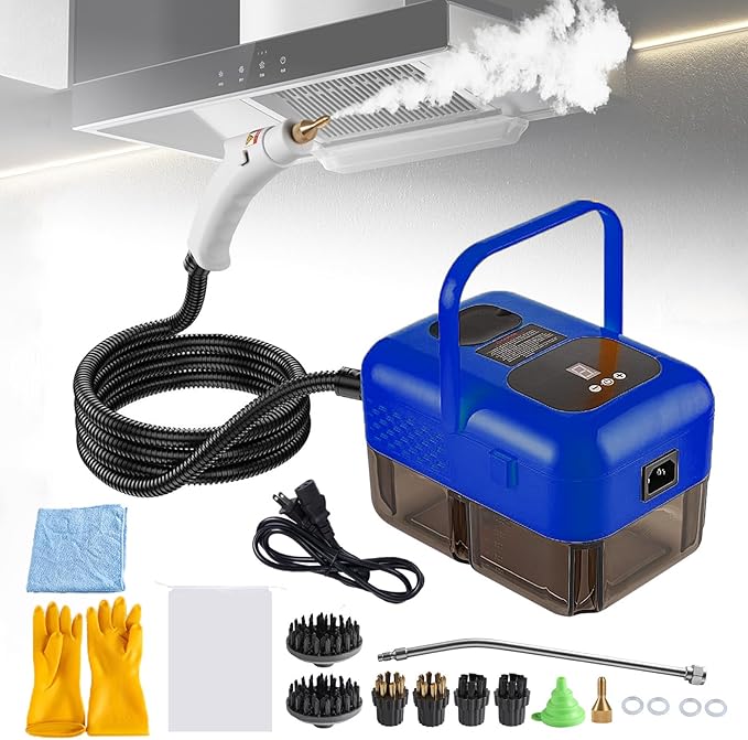 Handheld Steam Cleaner for Home, 2500W High Pressure Steamer for Cleaning, 9-Level Multipurpose Steam Cleaner for Car Floor Upholstery Kitchen Bathroom Grout Tile, 14 Accessories Included, Blue