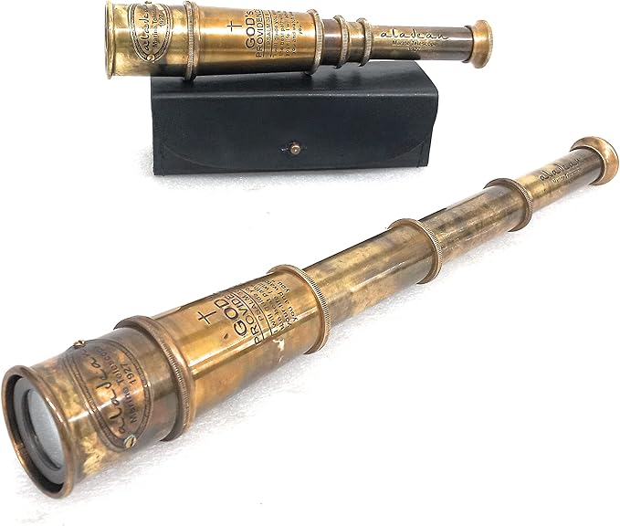 ALADEAN Vintage Spyglass Telescope Engraved PSALM 32:8 - Find Best Pathway - Inspirational Gifts Meaningful Gift Gadget Functional 16" Brass Spyglass with Brilliant Magnification in Gift Box