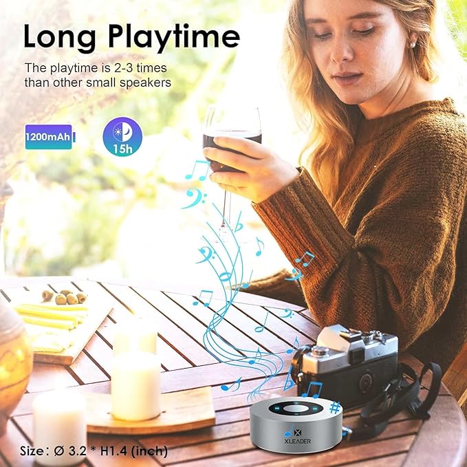 XLEADER Mini Bluetooth Speaker (Gift Box Packed) Portable Speakers Bluetooth Wireless with Micro SD Card Slot, Mic, Aux Input, Touch Screen, 12H Playtime, Small Speaker for Laptop Office Yoga,Silver