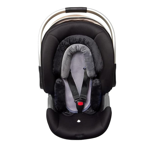 Pro Goleem Breathable 3-in-1 Infant Car Seat Head Support, Soft Infant Car Seat Insert, Carseat Cushion for Toddler, Perfect for Car Seat, Strollers, Swings, Carrier, Bouncer, Black and Grey