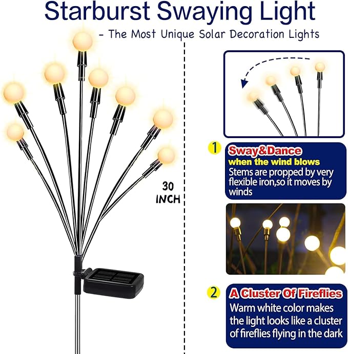 TONULAX Solar Garden Lights 8 Pack - Image 2