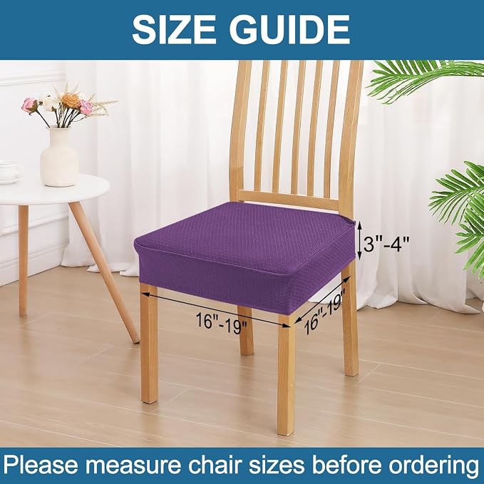 Smiry Waterproof Seat Covers for Dining Room Chairs Set of 8, Stretch Jacquard - Image 2