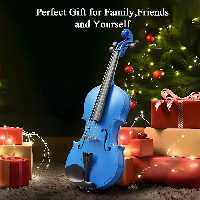 Beginner Violin 4/4, Full Size Violin for Adults, Teens, Student, Acoustic Fiddle Kit with Hard Case, Bow, Rosin, Bridge, Learners Age 12+ (Dark Blue)