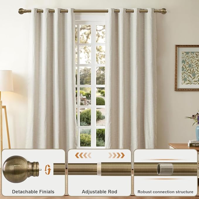 Antique Bronze Curtain Rods for Windows 48 to 84 Inch 1" Diameter Adjustable - Image 3