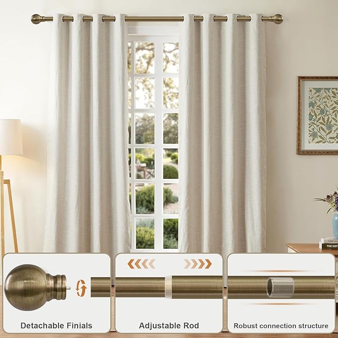 Antique Bronze Curtain Rods for Windows 72 to 144 Inch Long Brass Window - Image 3