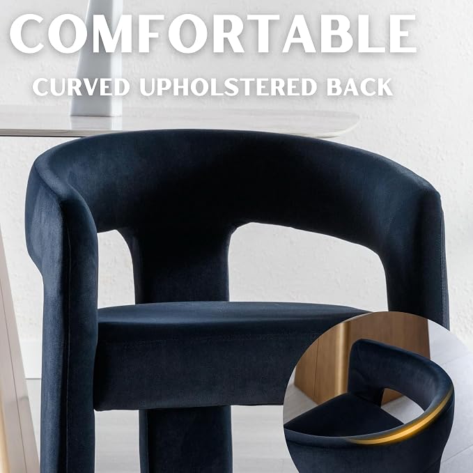 RIVOVA Modern Barrel Dining Chairs Set of 8, Velvet Upholstered Accent Side - Image 4