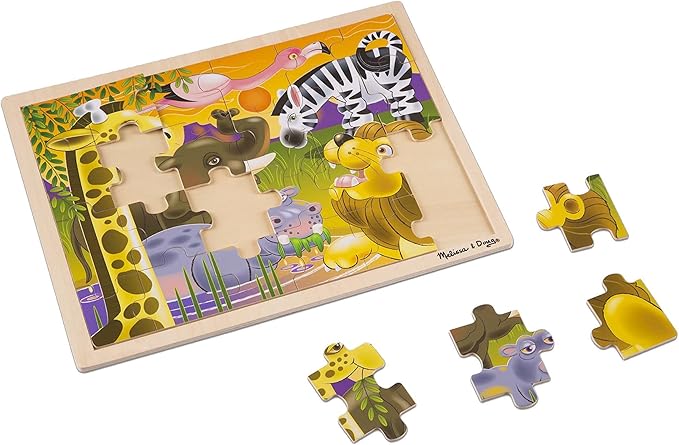 Melissa & Doug African Plains Safari Wooden Jigsaw Puzzle with Storage Tray (24 pcs)