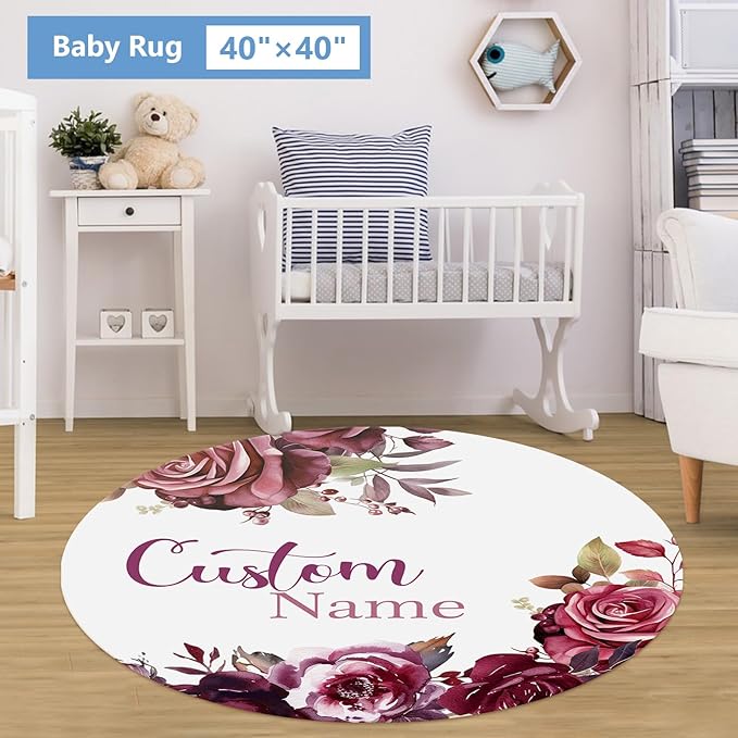 Personalized Crib Bedding Set for Girls, 5 Pcs Nursery Bedding Crib Sets, Soft Custom Flowers Baby Crib Set with Name, Double Layer Baby Bedding Set Customized Gifts for Infants Toddlers Kids