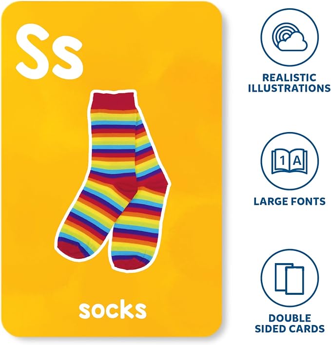 Skillmatics Thick Flash Cards for Toddlers - Letters & First 100 Words, Montessori Toys & Games, Gifts, Preschool Learning for Kids 1, 2, 3, 4 Years