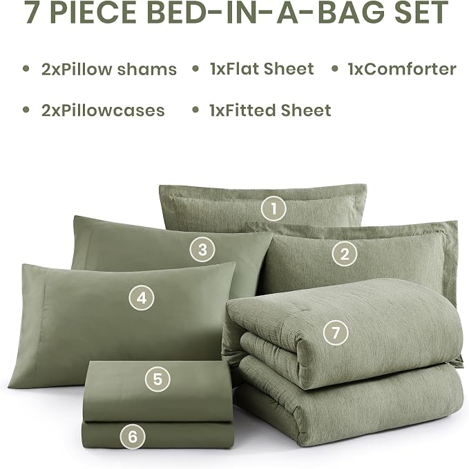 Monbix Full Size Comforter Set, Sage Green Bedding Comforter - Image 7