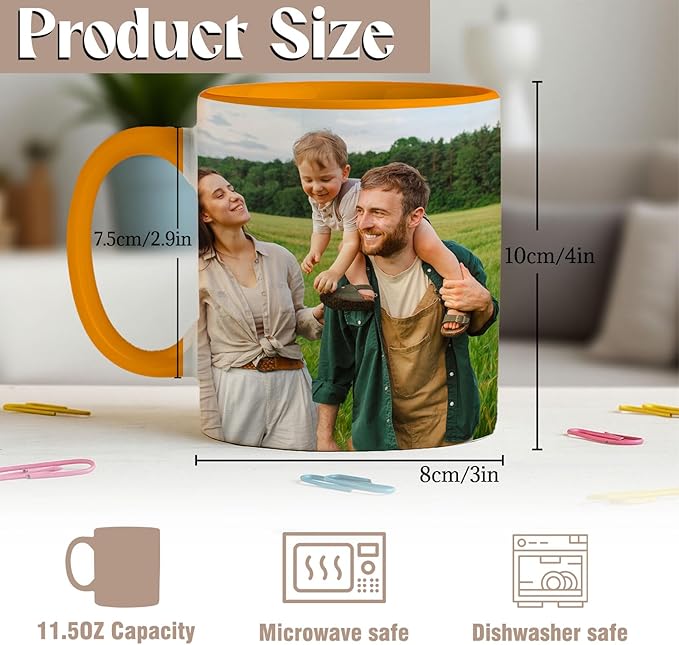 Custom Photo & Text Mug Add Personalized Text, Upload Your Image Personalized 11.5oz Mug Choose From Various Designs The Suitable Gift for Parents (C04 SIX PHPTO)