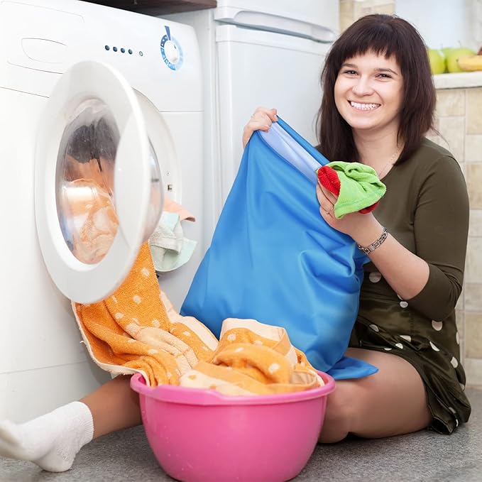 Shappy 2 Pcs Large Travel Laundry Bag Washable Waterproof Wet Dry Large Dirty Clothes Bag Bathing Workout(Solid Gray Blue)