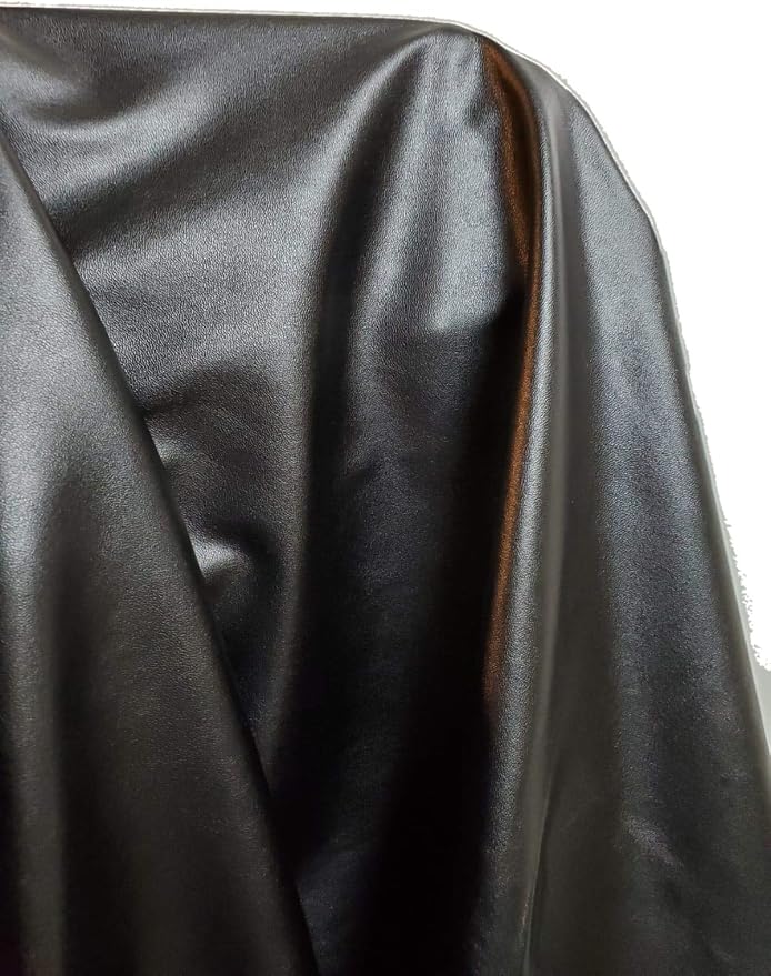 NAT Leathers™ | Black Think Stretch Garment Super Soft Faux Vegan Leather PU | - Image 2