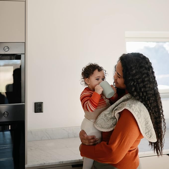 mushie Trainer Sippy Cup | Made in Denmark | Leak Resistant Twist-Off Lid & Handles | 6 Months + (Sage)