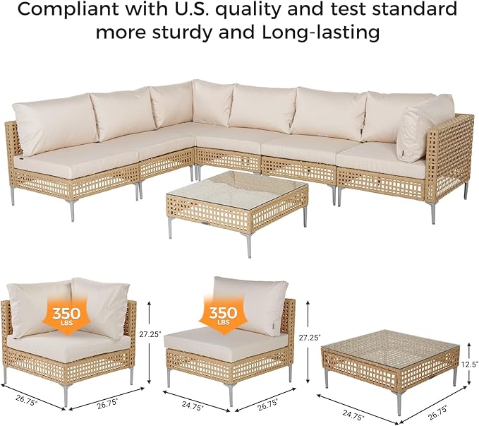 Grand patio 8-Piece Wicker Patio Furniture Set - Image 4