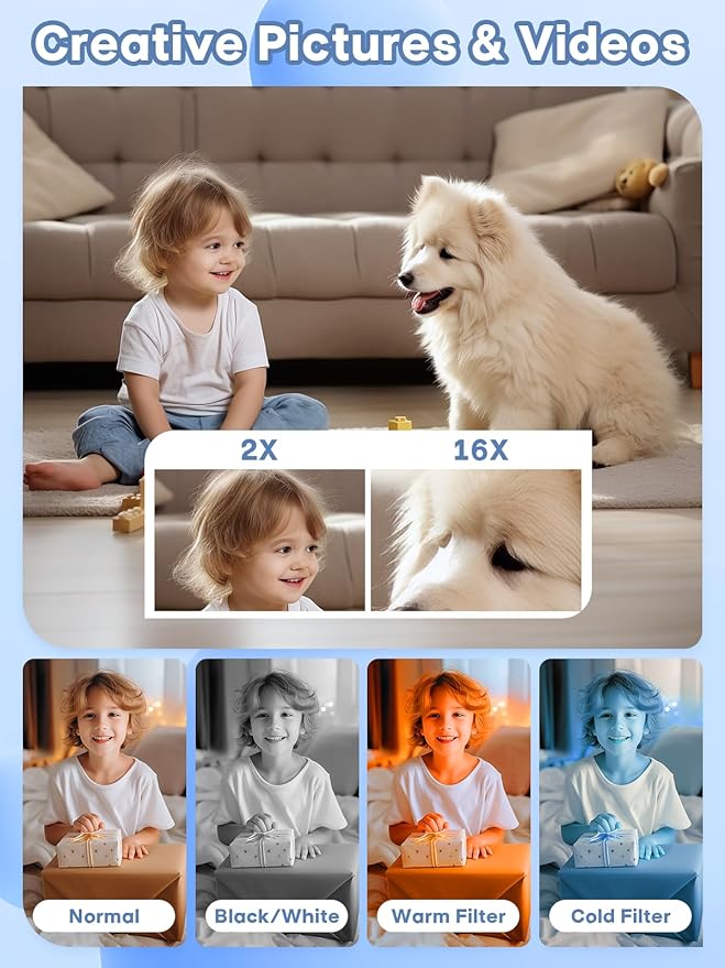 Digital Camera, 44MP Full HD 1080P Point and Shoot Camera with 64GB Card, Anti Shake 16X Zoom Compact Volg Cameras, Portable Small Digicam Gift for Kids, Ages Teen Girl Boy - Pink