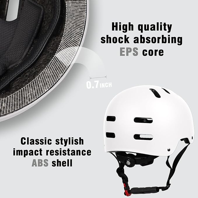 Skateboard Bike Helmet for Adults Women Men Youth Kids (2-3-5-8-14+ Years Boys Girls) - Lightweight Multi-Sport Adjustable Helmets for Bicycle Skateboard Scooter Skate Cycling