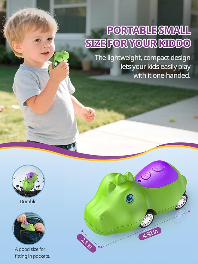 Dinosaur Walkie Talkies for Kids Rechargeable, Dino Toy Cars for Boys & Girls Ages 5-7, Crystal-Clear Audio, 48H Playtime, Fun Indoor & Backyard, 3 Year Old Boy Gift Birthday Xmas, 2 Pack