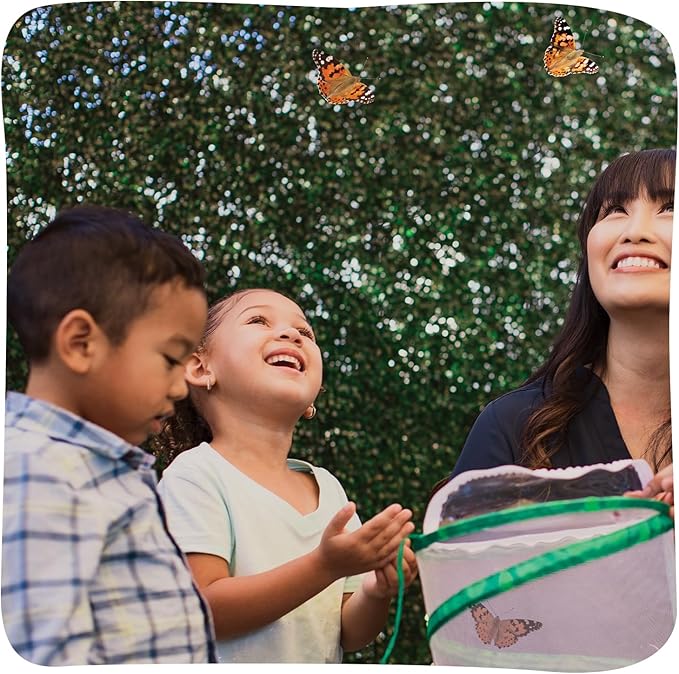 Insect Lore Butterfly Garden Kit with Live Caterpillars – Grow 10 Painted Lady Butterflies - STEM Learning Activity, Habitat with Journal, Stickers, Seeds & Figurines - As Seen on TV