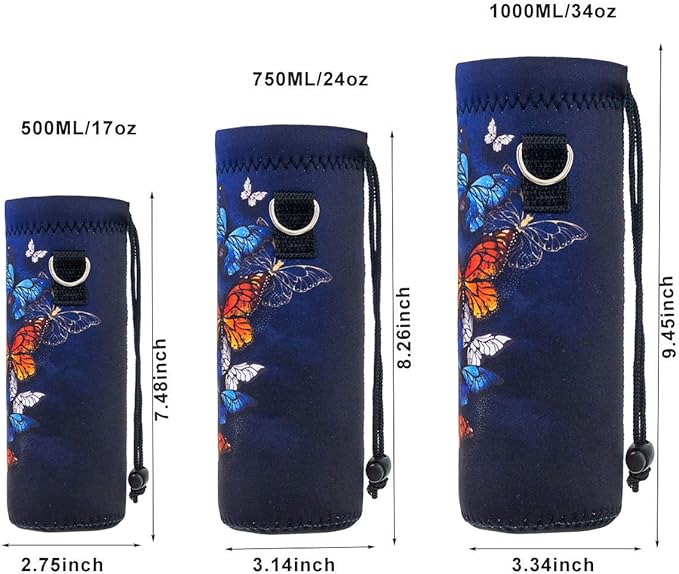 Neoprene Water Bottle Carrier Bag with Adjustable Shoulder Strap for Men Women Walking Hiking,Portable Insulated Holder Case for Stainless Steel/Glass/Plastic Bottles