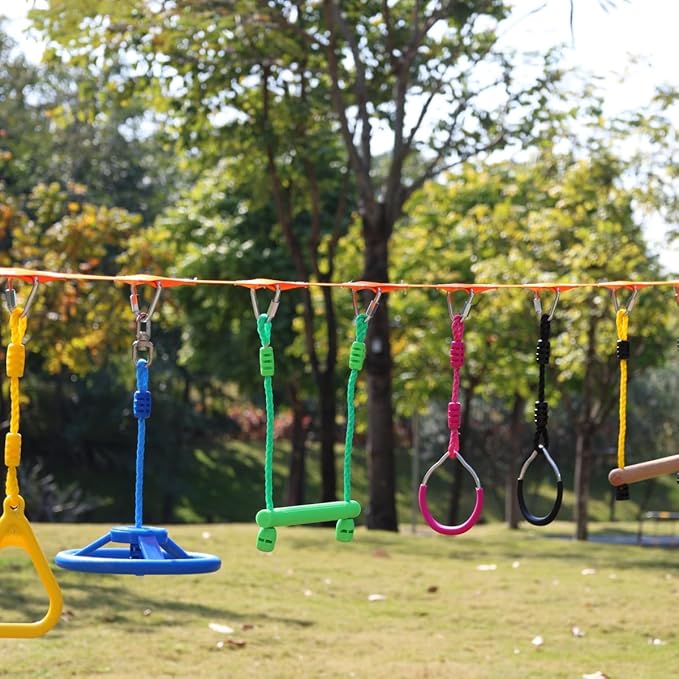 Kids Ninja Monkey Bars 2 Packs for Slackline Accessories for Slackline Obstacle Course for Backyard Attachments to Most Any Home Playground Equipment Sets