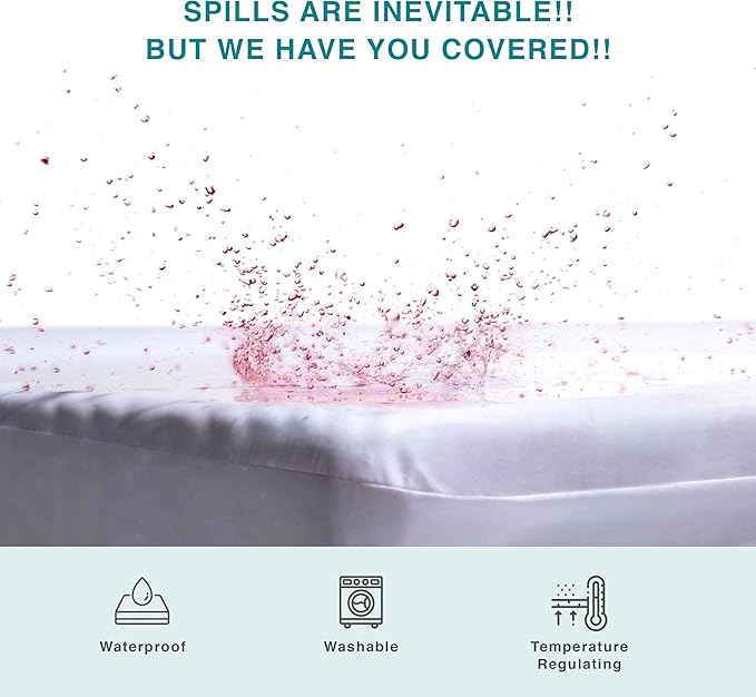 Fabdreams King Organic Cotton Mattress Protector, Waterproof, 78x82+17in, GOTS Certified, Temperature Regulating, Breathable, White