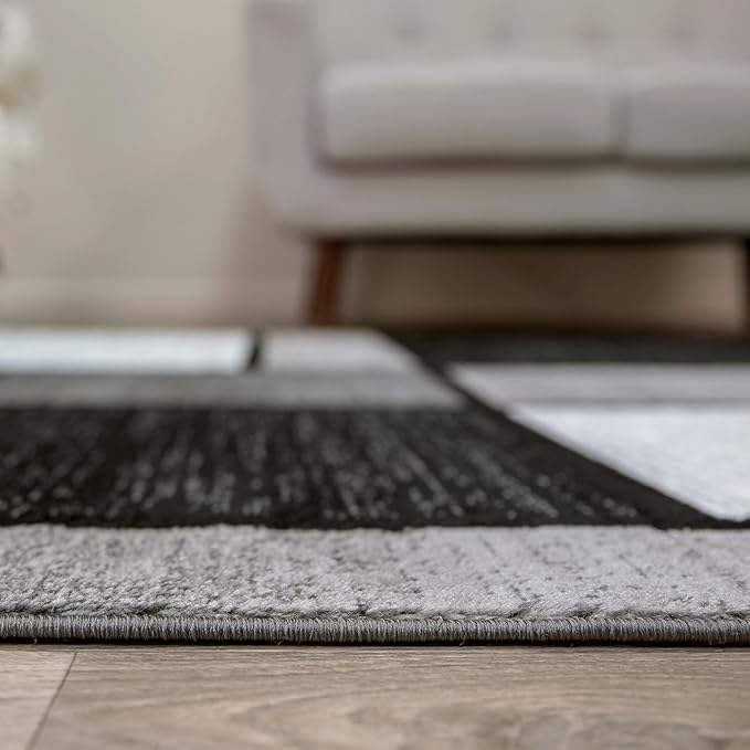 Rugshop Contemporary Modern Boxes for Home Office,Living Room,Bedroom,Kitchen Non Shedding Runner Rug 2'7" x 12' Gray