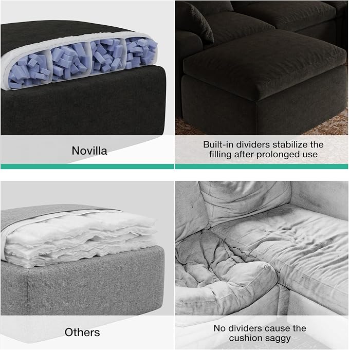 Novilla 133.8" Modular Cloud Couch, Modern Sectional Sofa - Image 11