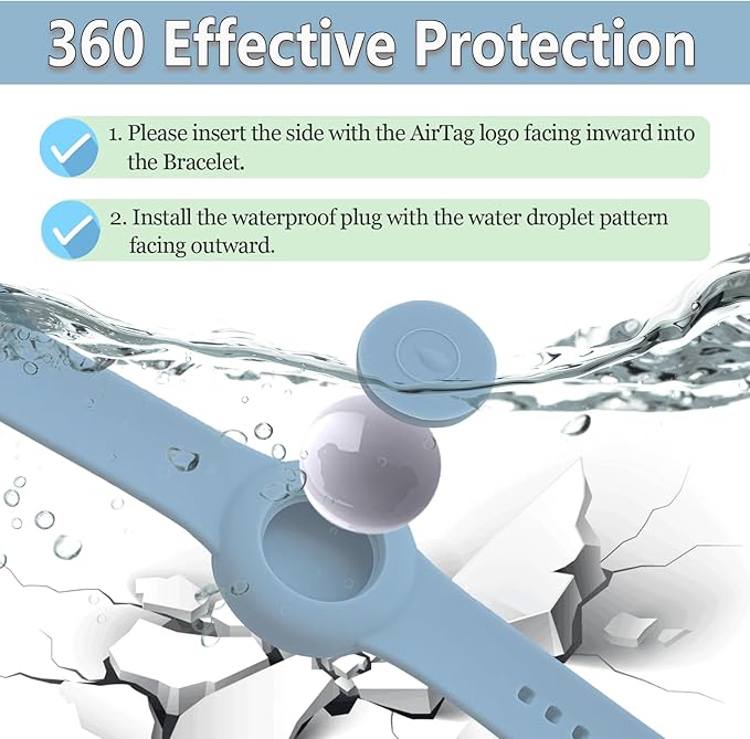 Waterproof Bracelet for AirTag Kids, Personalized Initial Letter Hidden Holder Compatible with Air Tag, Silicone Case for Airtag Adjustable Anti-Lost GPS Tracker for Toddler Child Elder, O