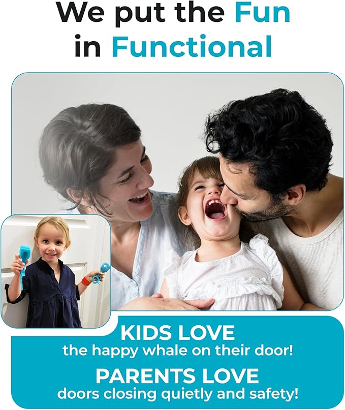 Baby Proofing Door Stopper, Door Pinch Guards Protect Child Fingers & PET Tails. Baby Safety Finger Protectors Prevent Pinch Injuries – Kids and Adults Love Whale Pinch Guard (Blue)