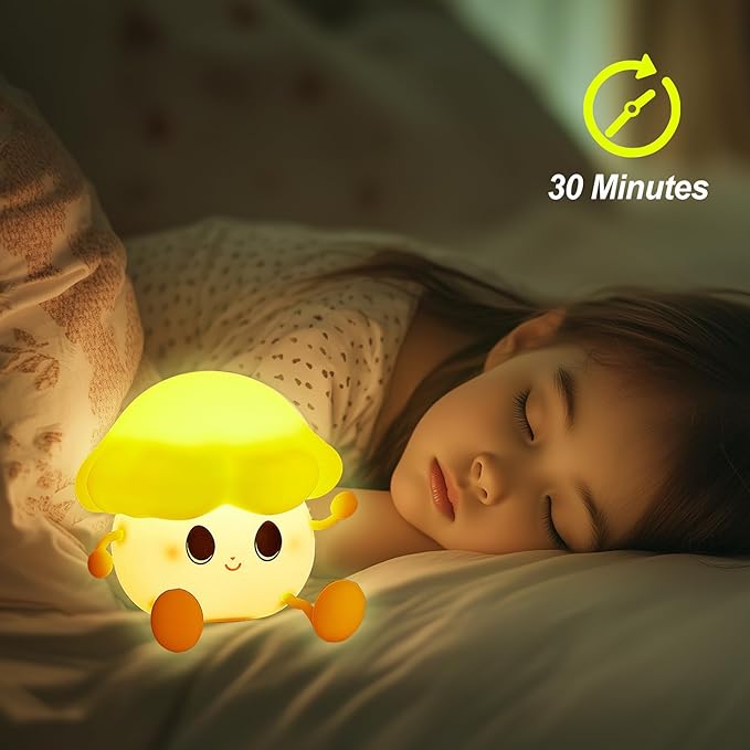 Mushroom Night Light for Kids, Cute Silicone Night Light, 7 Adjustable Color Breathing Mushroom Lamp, Rechargeable USB LED Touch Light for Children's Room Decor, Christmas Birthday Gift (Red)