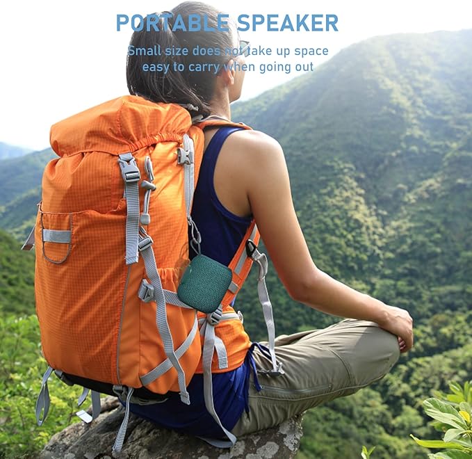 Portable Speakers Bluetooth Wireless Outdoor Small Bluetooth 5.0 Dual Pairing Shower Speaker, 24H Playtime Stereo Surround Sound, IPX7 Waterproof for Travel, Pool