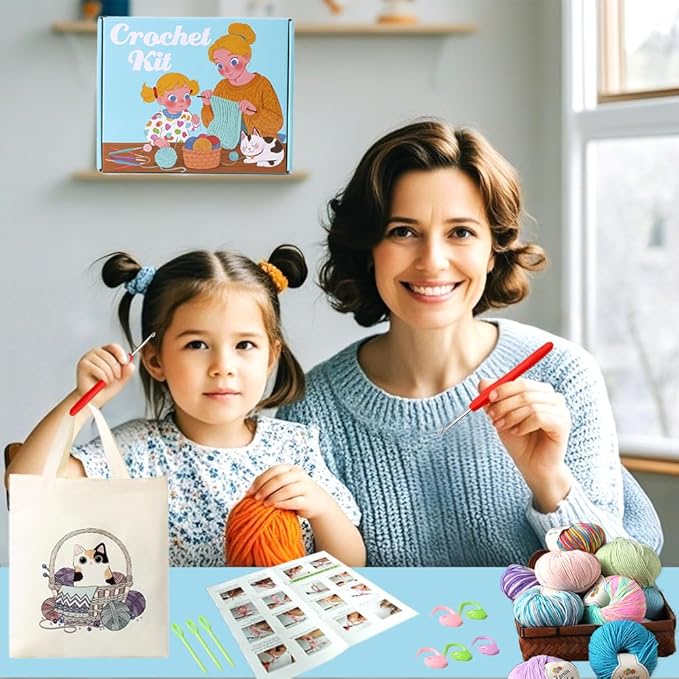 Yarniss Beginners Crochet Kits Adults,Starter Crochet Kit with 1132 Yards Crochet Yarn&21 Size Knitting Hooks,Learn to Crochet Set with Case