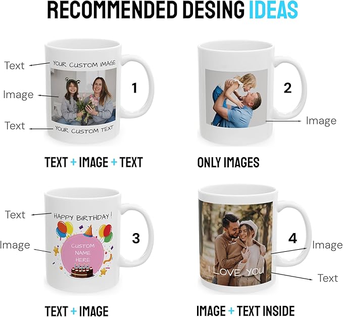 Personalized Coffee Mug – Custom Photo, Text, or Logo Ceramic Mug Tea Cup | Taza Personalizada with Picture or Message | Customized Gift Idea for Men & Women, Mom, Dad, Friends - White/Orange | 15oz