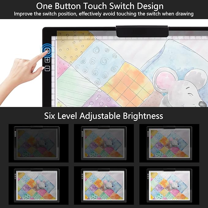 A4 Led Tracing Light Box with Carry Bag Built-in Stand,Ultra-Thin Light Pad Powered by 1500mAh Lithium Battery for Cricut Vinyl, Weeding Tool, Drawing Crafting Box/Board for Tracing, Sketching & HTV