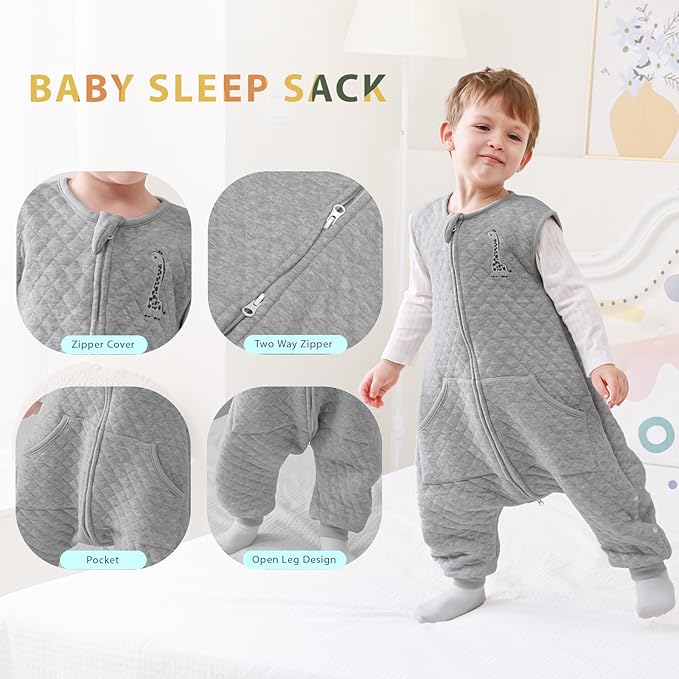 HOMEAL Toddler Sleep Sack with Feet 5t-7t, Sleeveless Sleeping Sack with Legs 1.0 TOG