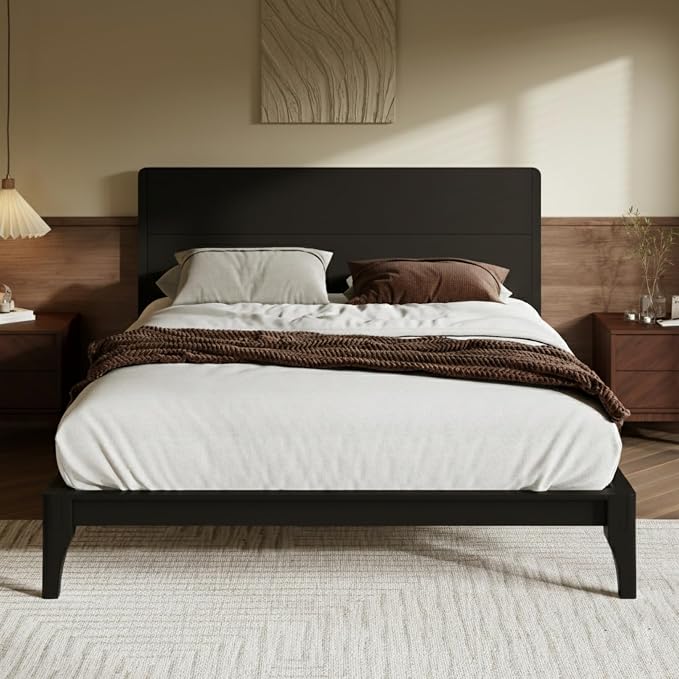 Merax King Size Bamboo Platform Bed, Mid-Century Modern Bed Frame by Merax