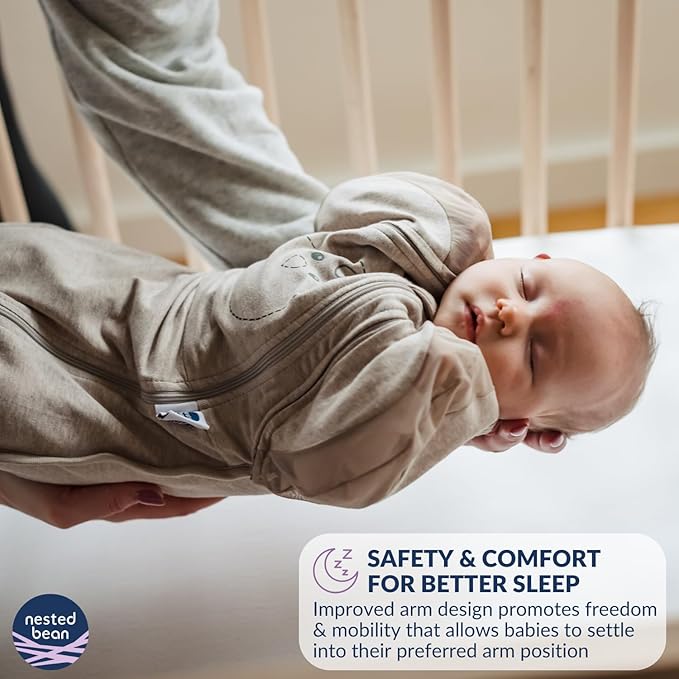 Nested Bean Air 6-in-1 Adaptable Baby Sleep Sack - Unweighted - Comfort & Safety for Natural Sleep, Preferred Arm Position Reduces Startle Reflex, Better for Baby, NB (7-13lbs) Sage