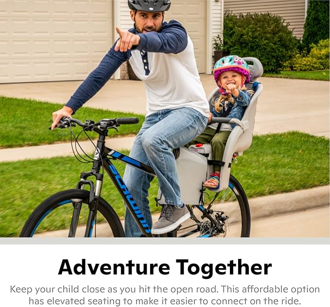 Schwinn Deluxe or Ovation Child Bike Carrier, Seats one Kid Ages 1+, Frame Mount, Adjustable Safety Harness, Quick Release Design, Comfortable Padding, Rear-Mounted Child Bike Seat for Toddler