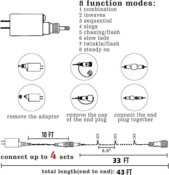 Dazzle Bright Christmas String Lights, 100 LED 33 FT Connectable Fairy Lights with 8 Modes, Waterproof Christmas Decorations for Indoor Outdoor Holiday Party Home Tree Decor (Multi-Colored)