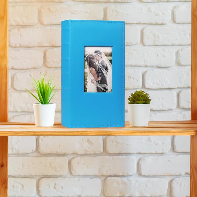 RECUTMS Photo Album 4x6 300 Pockets Photo Albums with Leather Cover for Family Wedding Baby Photo Book Holds Horizontal Pictures (Sky Blue)